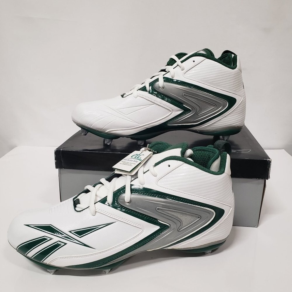 Reebok Equipment NFL Pro Ferocious D3 Football Cleats in White/Green Size 17